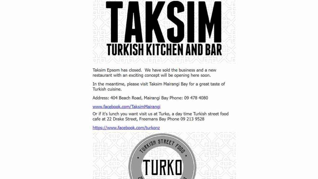 taksim turkish kitchen and bar auckland